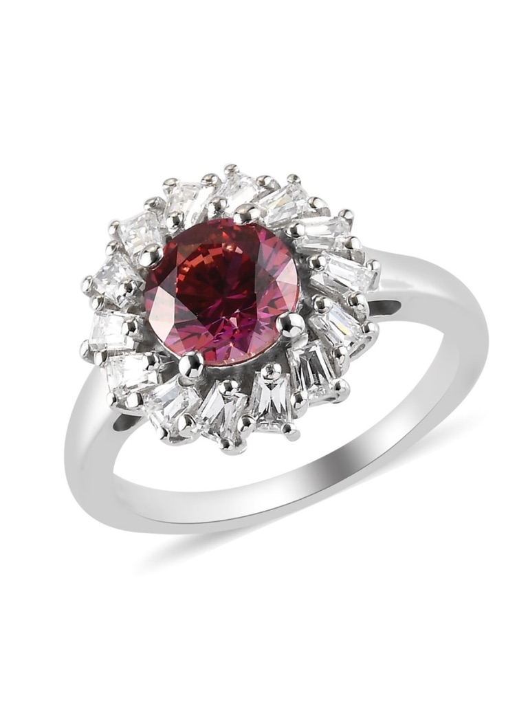 Swarovski Red And White Zirconia Halo Ring